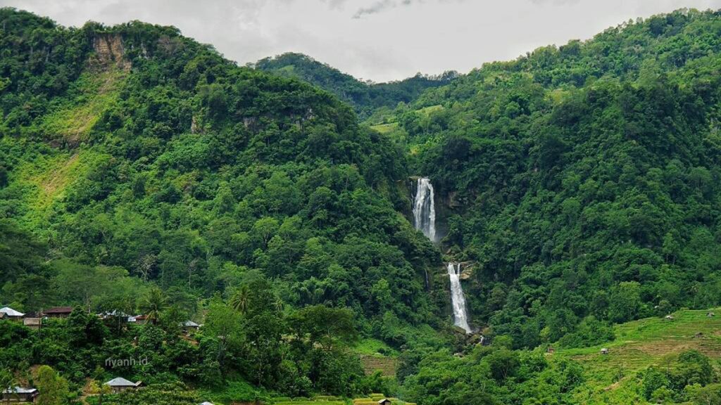 Cunca Lega Waterfall located in a remote valley in Manggarai Flores Indonesia