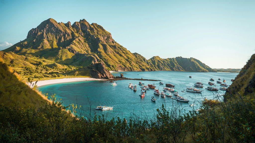 boats anchored near padar island showing access from labuan bajo by sea