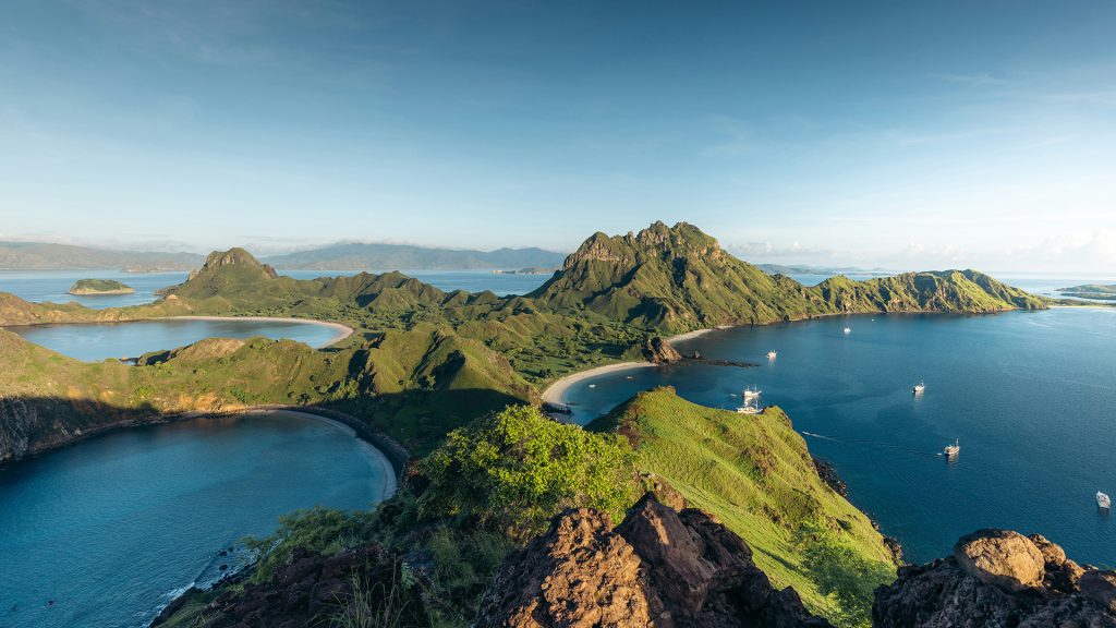 panoramic view from padar island viewpoint in komodo national park near labuan bajo