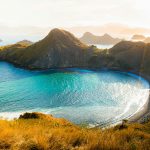padar island viewpoint overlooking turquoise bay in komodo national park indonesia