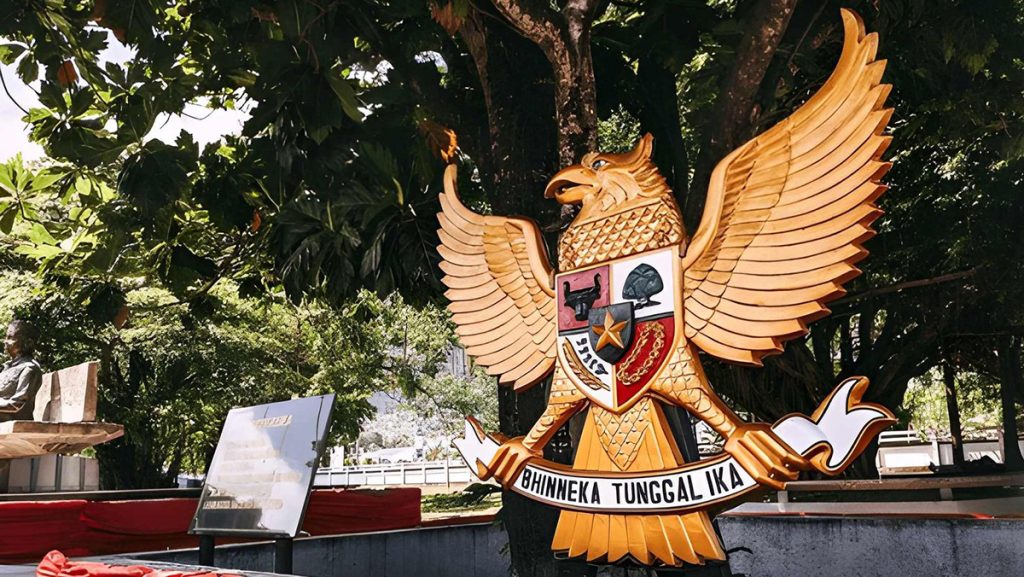 Garuda Pancasila symbol at Bung Karno Contemplation Park representing Indonesia’s national ideology conceived in Ende