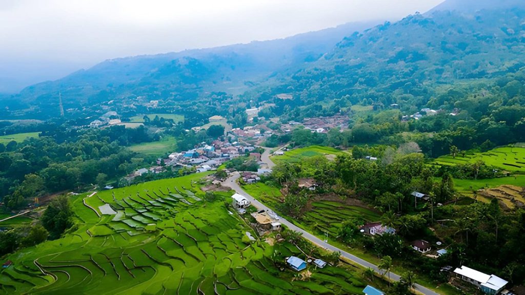 road leading to West Detusoko Village through highland scenery in Ende Flores Indonesia